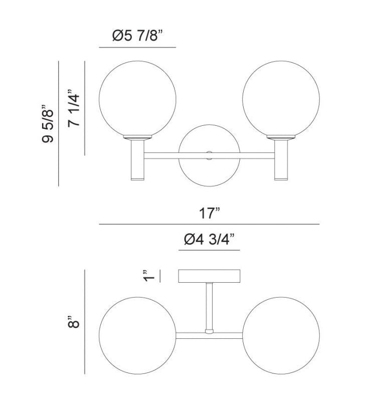 Steel Frame with Glass Globe Vanity Light