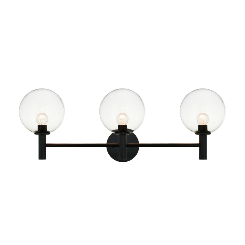 Steel Frame with Glass Globe Vanity Light
