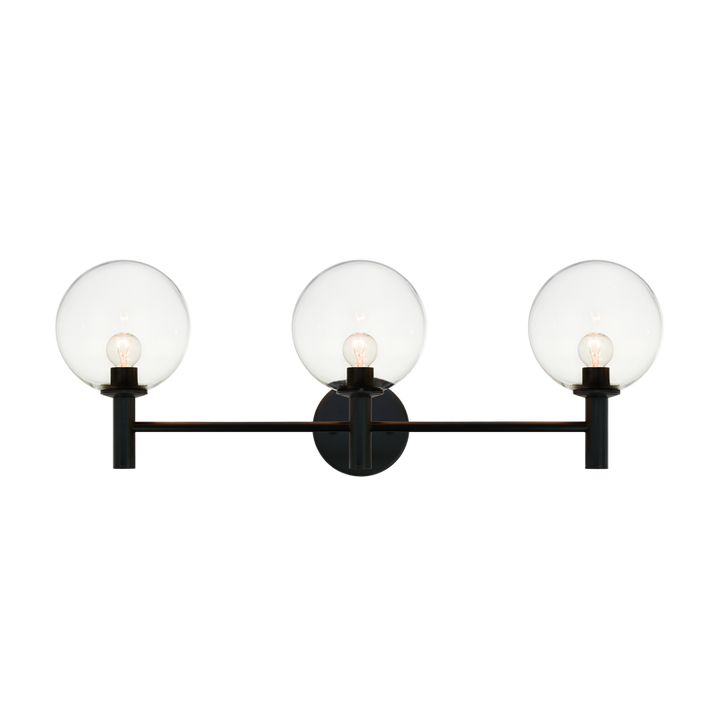 Steel Frame with Glass Globe Vanity Light