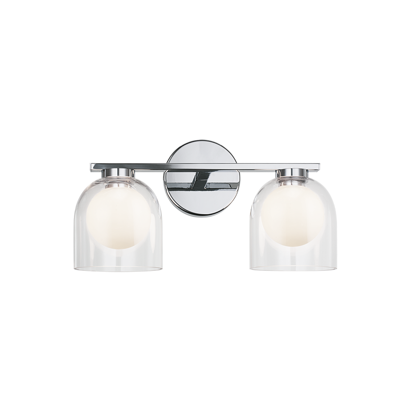 Steel Frame with Clear and Opal Glass Shade Vanity Light