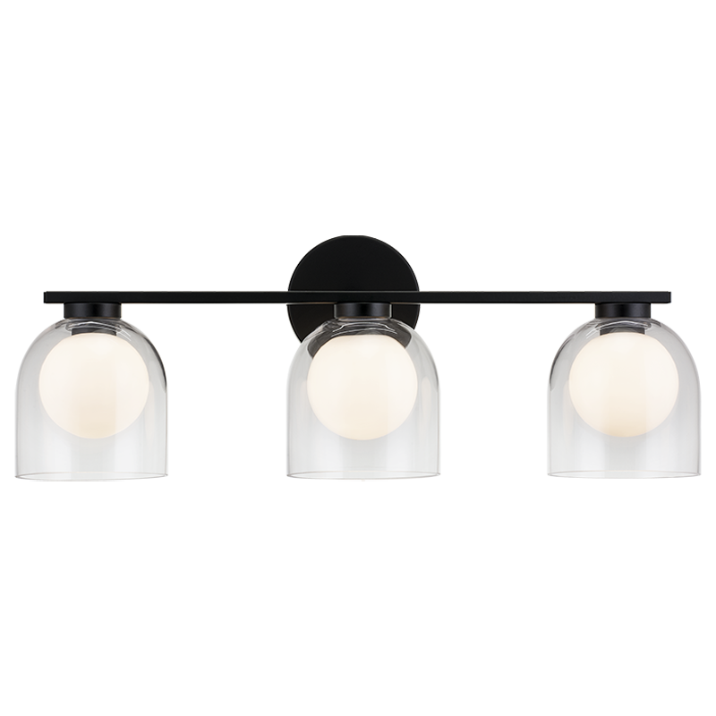 Steel Frame with Clear and Opal Glass Shade Vanity Light