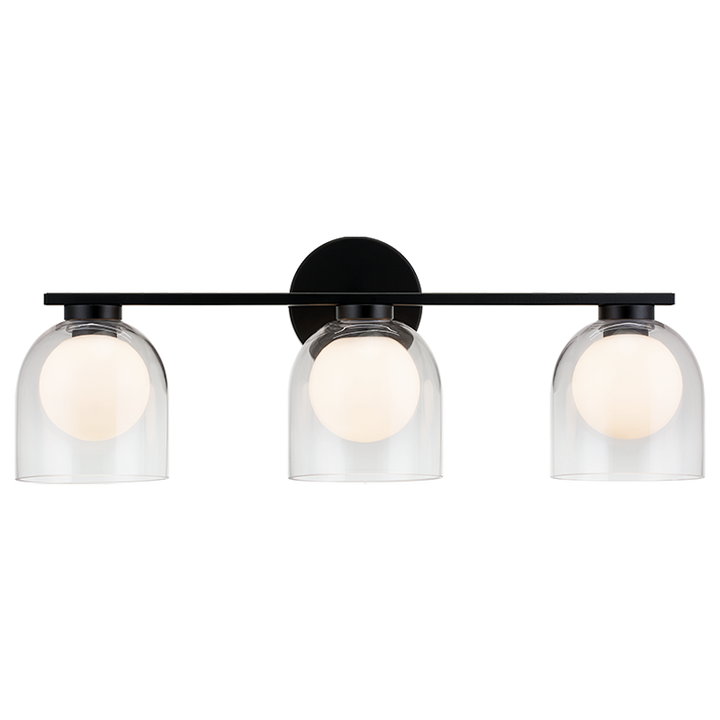 Steel Frame with Clear and Opal Glass Shade Vanity Light