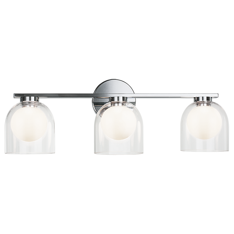 Steel Frame with Clear and Opal Glass Shade Vanity Light