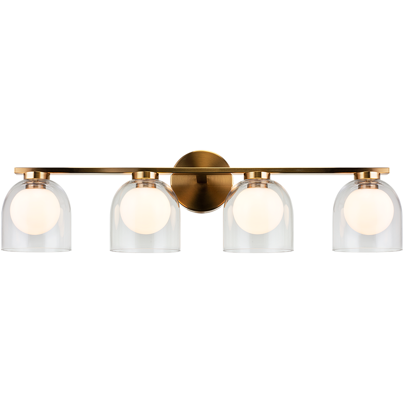Steel Frame with Clear and Opal Glass Shade Vanity Light