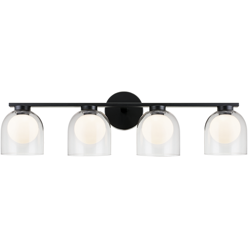 Steel Frame with Clear and Opal Glass Shade Vanity Light