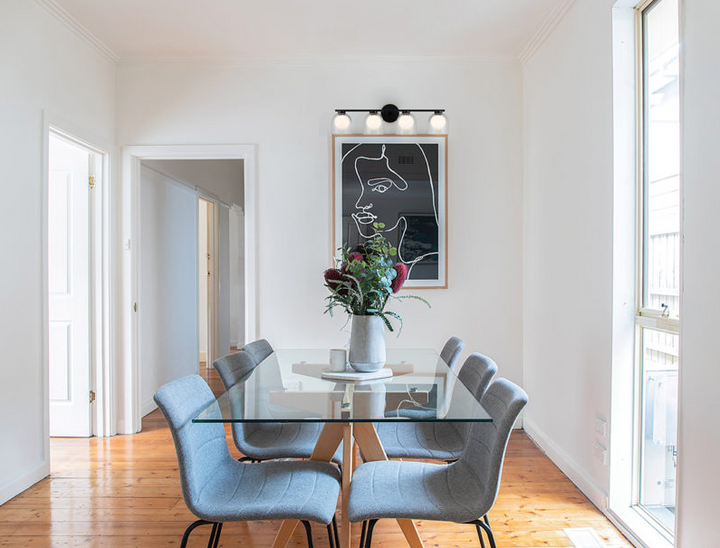 Steel Frame with Clear and Opal Glass Shade Vanity Light