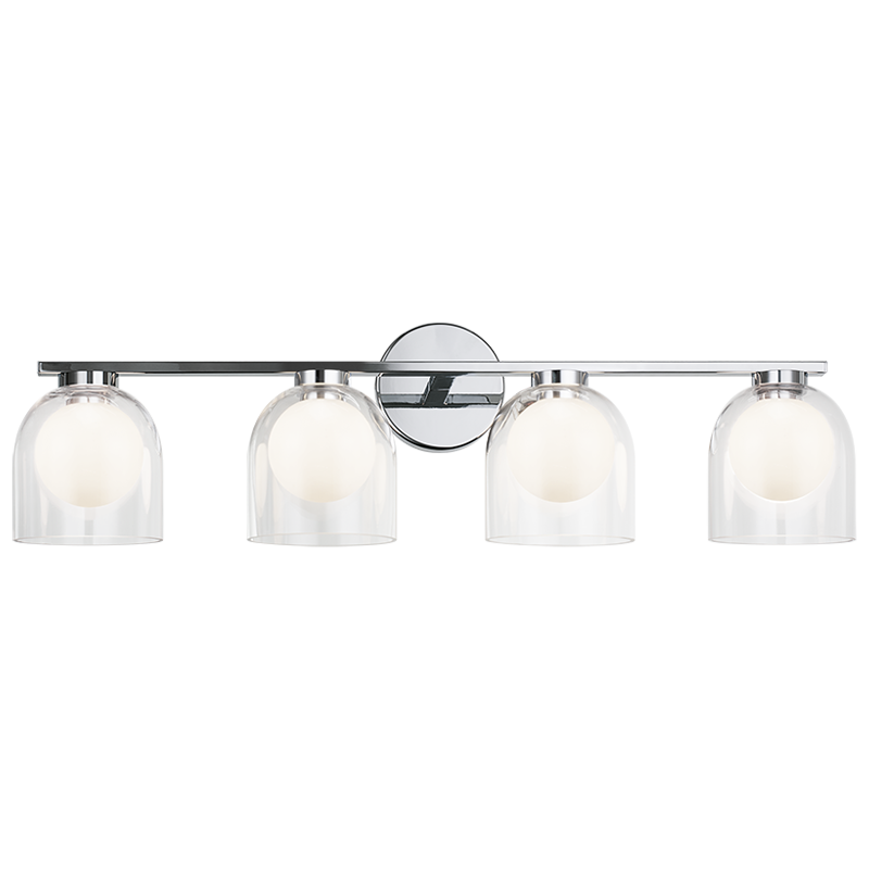 Steel Frame with Clear and Opal Glass Shade Vanity Light