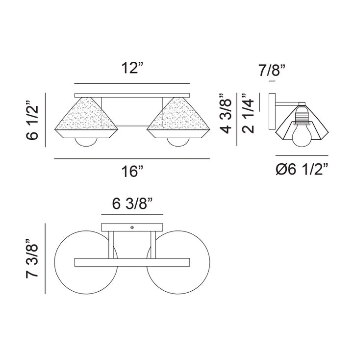 Steel Frame with Cone Shade Two Tone Vanity Light