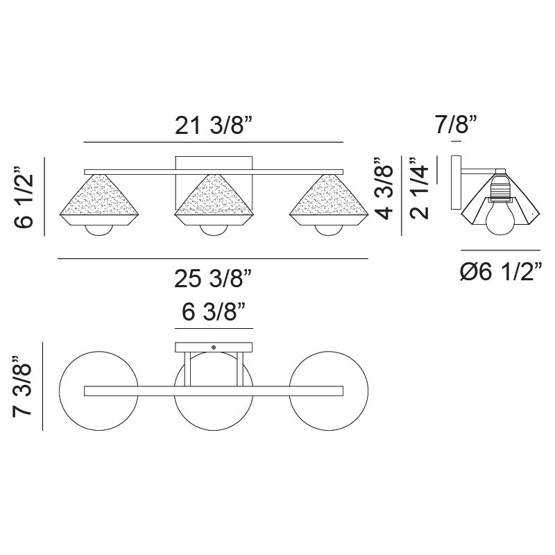 Steel Frame with Cone Shade Two Tone Vanity Light