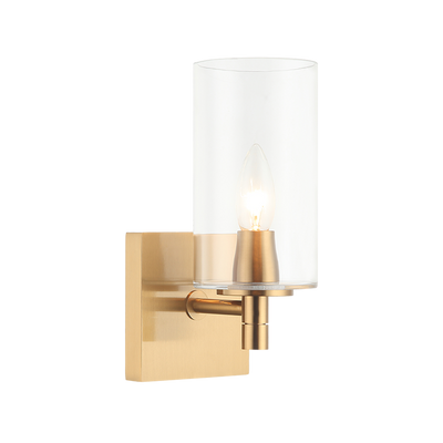 Steel Frame with Cylindrical Glass Shade Wall Sconce