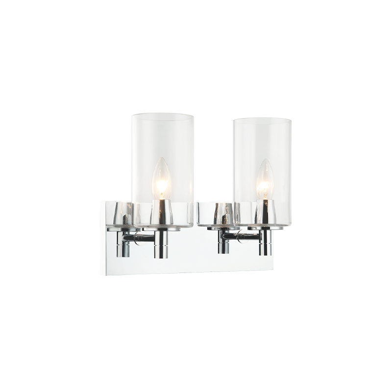 Steel Frame with Cylindrical Glass Shade Vanity Light