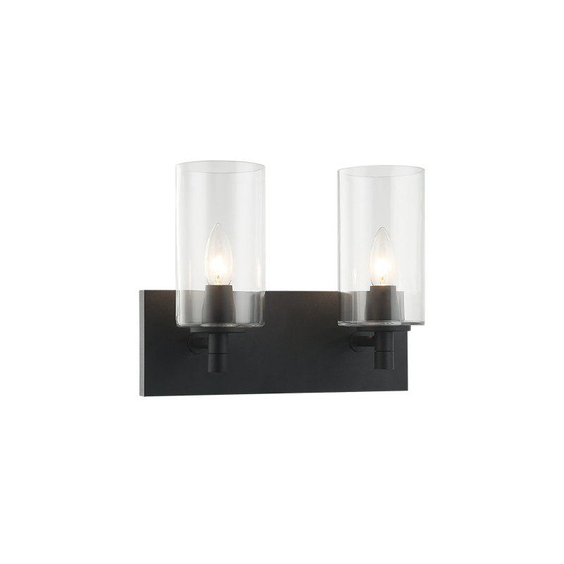 Steel Frame with Cylindrical Glass Shade Vanity Light