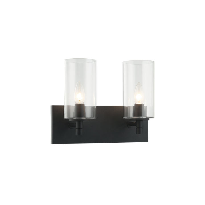 Steel Frame with Cylindrical Glass Shade Vanity Light