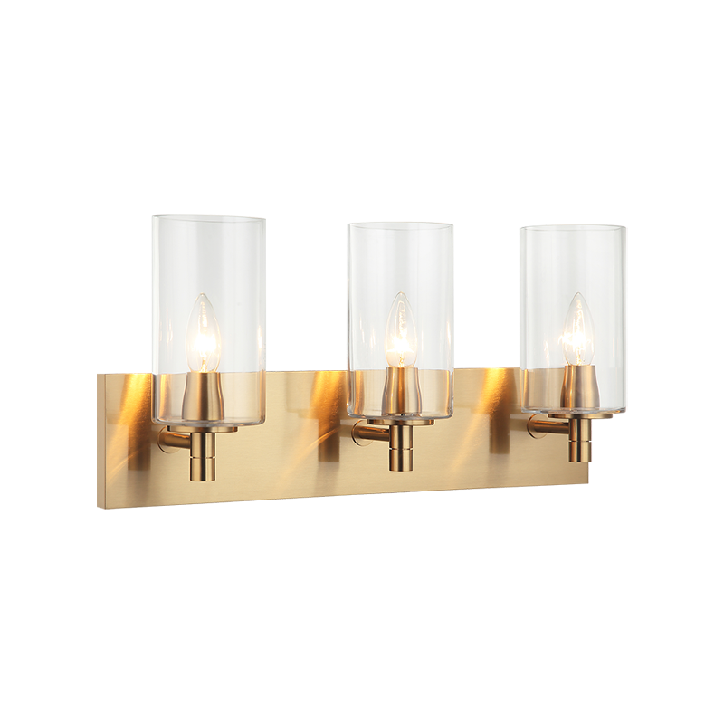 Steel Frame with Cylindrical Glass Shade Vanity Light