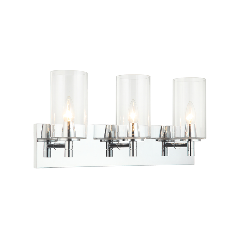 Steel Frame with Cylindrical Glass Shade Vanity Light