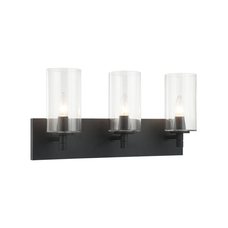 Steel Frame with Cylindrical Glass Shade Vanity Light