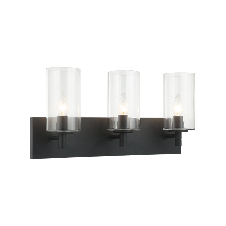 Steel Frame with Cylindrical Glass Shade Vanity Light