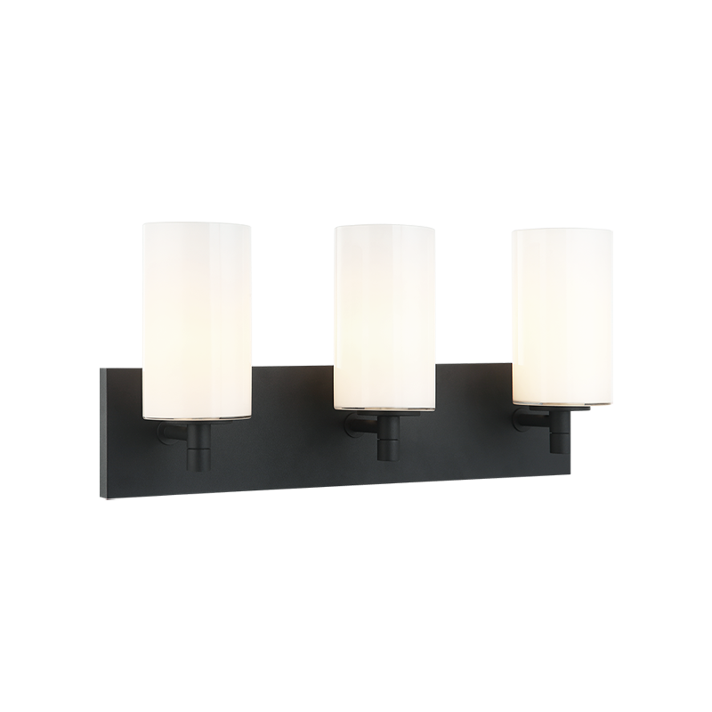 Steel Frame with Cylindrical Glass Shade Vanity Light