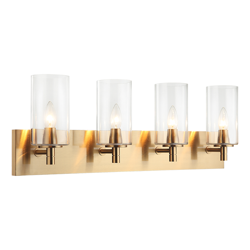 Steel Frame with Cylindrical Glass Shade Vanity Light