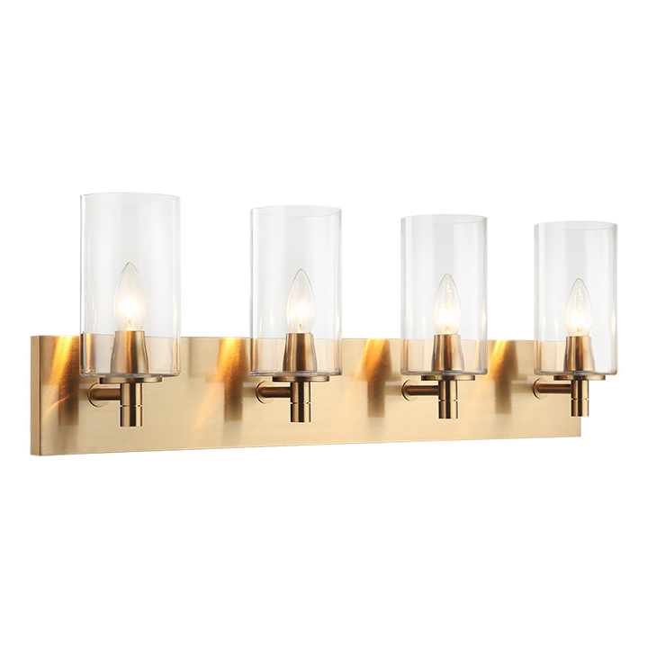 Steel Frame with Cylindrical Glass Shade Vanity Light