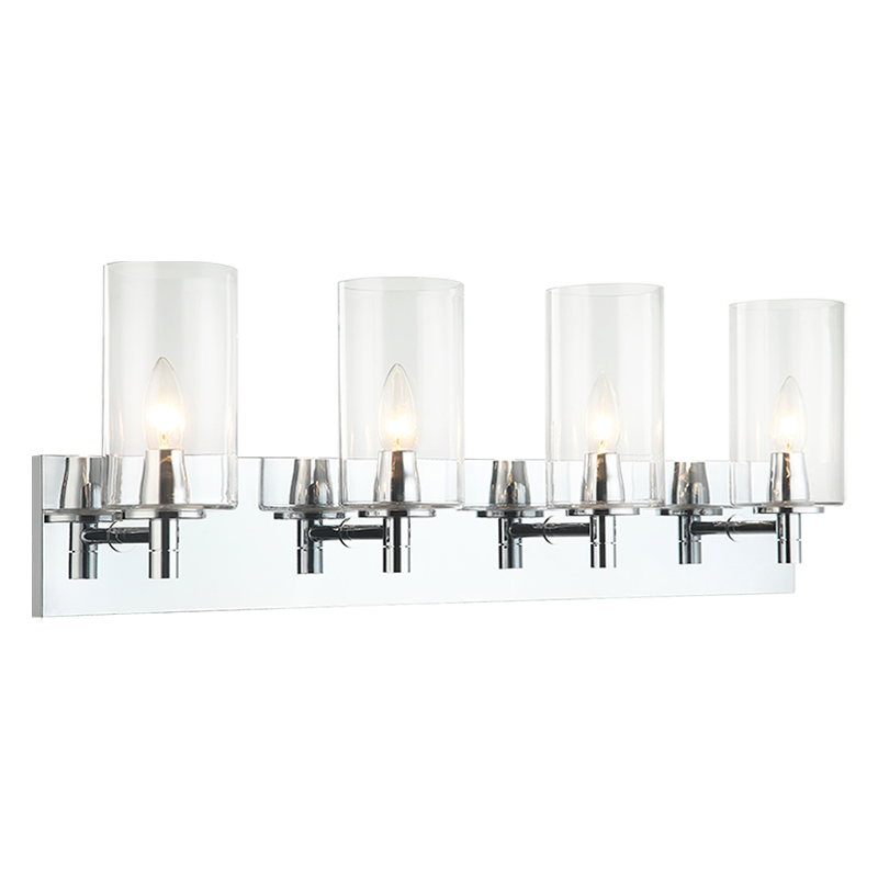 Steel Frame with Cylindrical Glass Shade Vanity Light