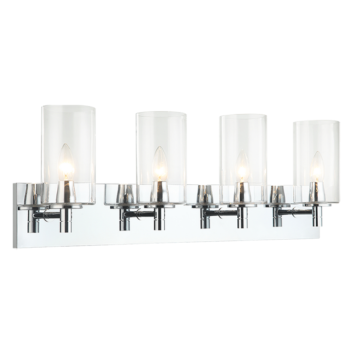 Steel Frame with Cylindrical Glass Shade Vanity Light