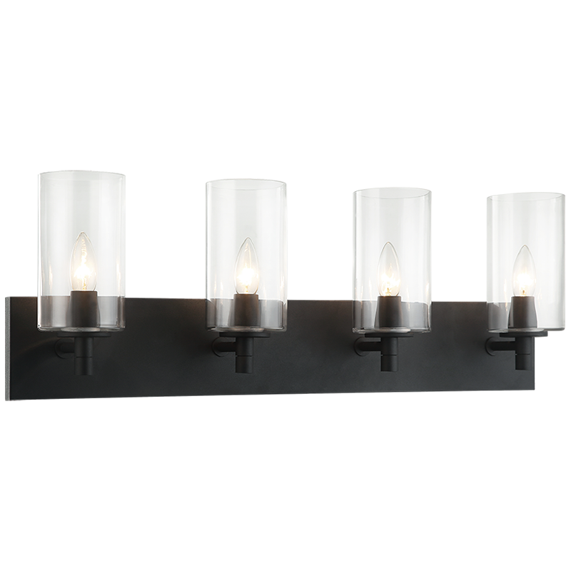 Steel Frame with Cylindrical Glass Shade Vanity Light