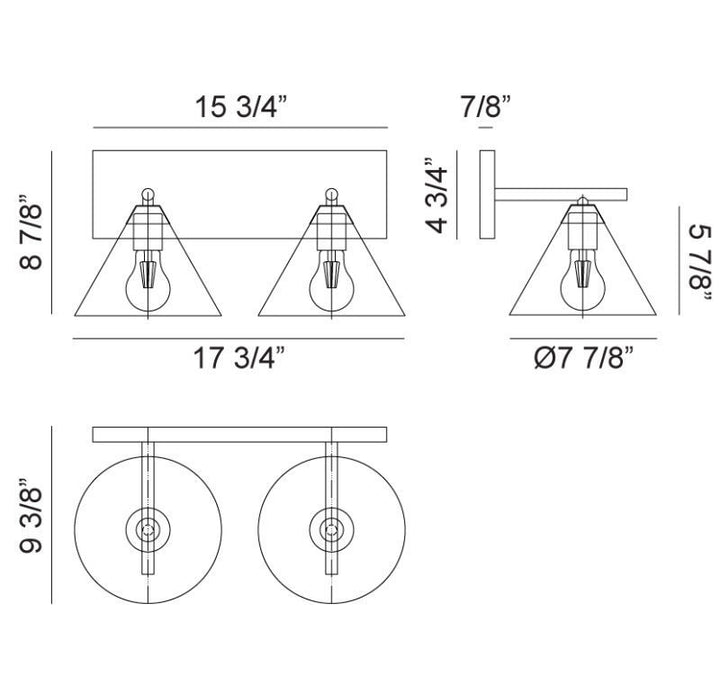 Steel Frame with Cone Shade Two Tone Vanity Light