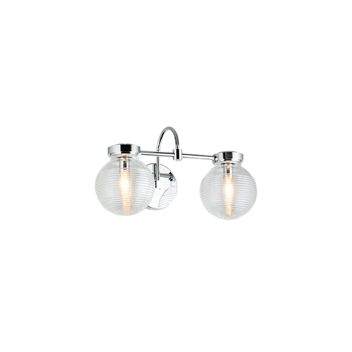 Steel Curve Arm with Rubbed Clear Glass Globe Vanity Light