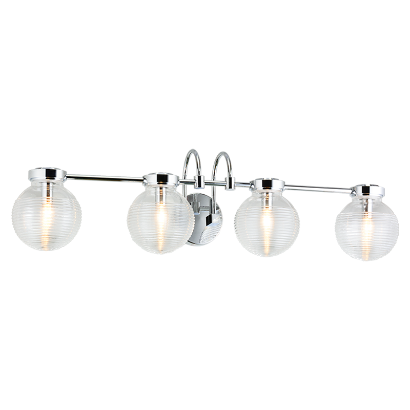 Steel Curve Arm with Rubbed Clear Glass Globe Vanity Light