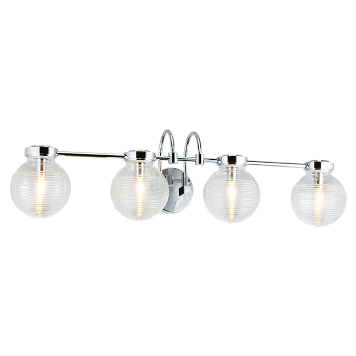 Steel Curve Arm with Rubbed Clear Glass Globe Vanity Light