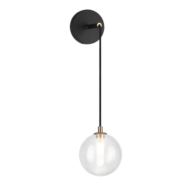 Steel Frame with Glass Globe Hanging Wall Sconce