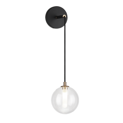 Steel Frame with Glass Globe Hanging Wall Sconce