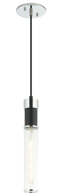 Steel Frame with Clear Cylindrical Glass Shade Two Tone Pendant