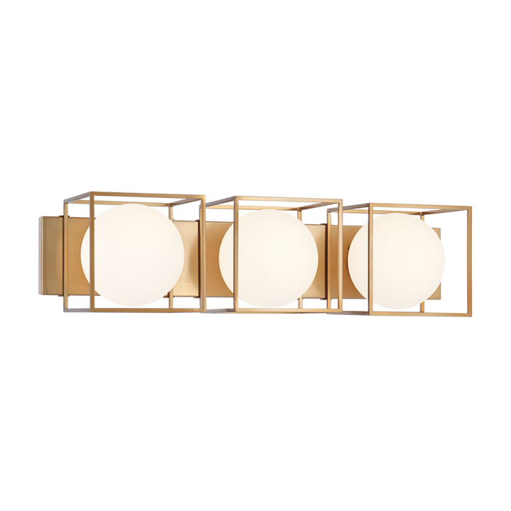 Steel Cube Frame with Frosted Glass Globe Vanity Light