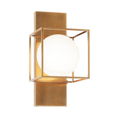 Steel Cube Frame with Frosted Glass Globe Vanity Light