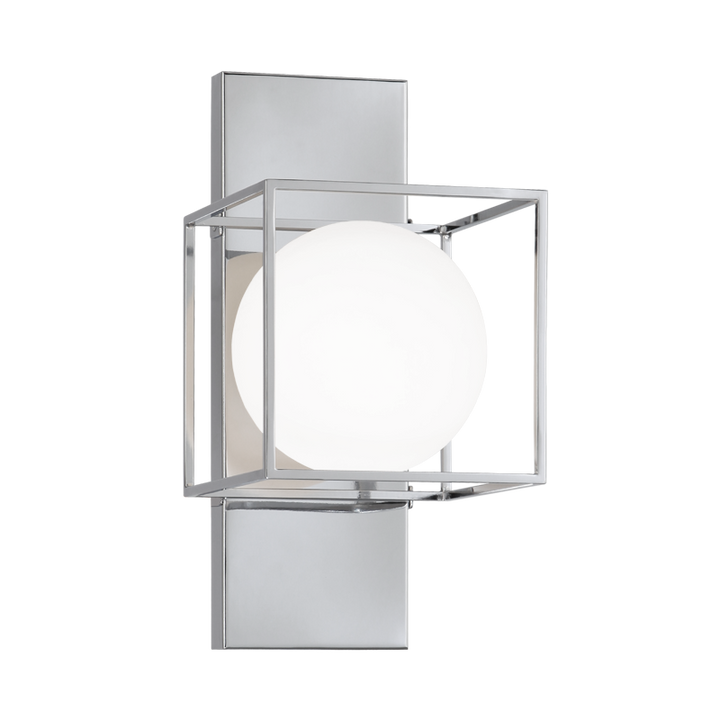 Squircle - Steel Cube Frame with Frosted Glass Globe Wall Sconce by Matteo Lighting - view 3