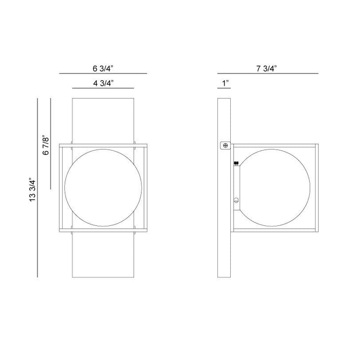 Squircle - Steel Cube Frame with Frosted Glass Globe Wall Sconce by Matteo Lighting - view 4