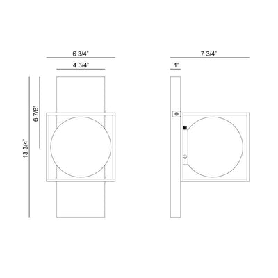 Steel Cube Frame with Frosted Glass Globe Vanity Light