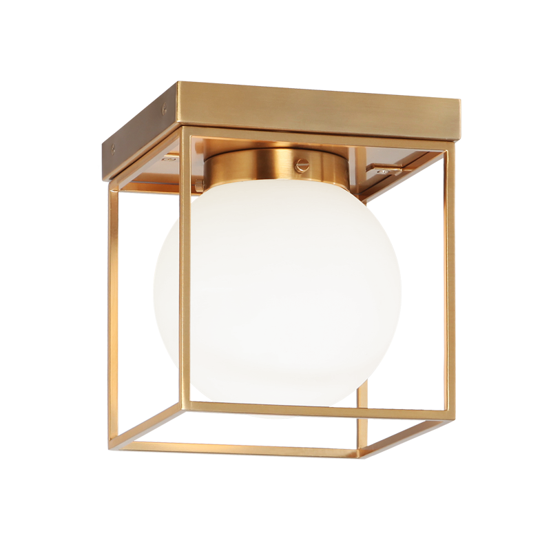 Steel Square Frame with Frosted Glass Shade Flush Mount / Wall Sconce