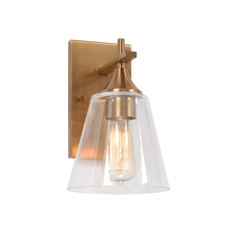 Steel Frame with Clear Cone Glass Shade Wall Sconce