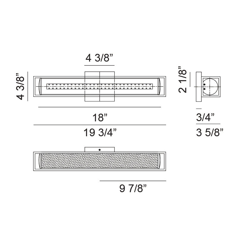 LED Steel Frame with White Glass Diffuser Vanity Light
