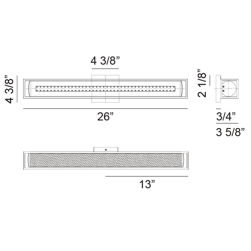 LED Steel Frame with White Glass Diffuser Vanity Light