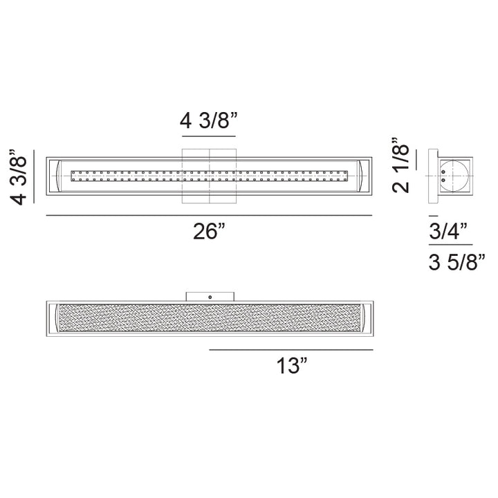 LED Steel Frame with White Glass Diffuser Vanity Light