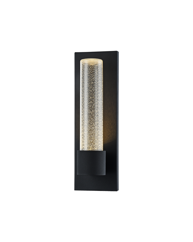 LED Black Frame with Cylindrical Bubble Glass Shade Wall Sconce