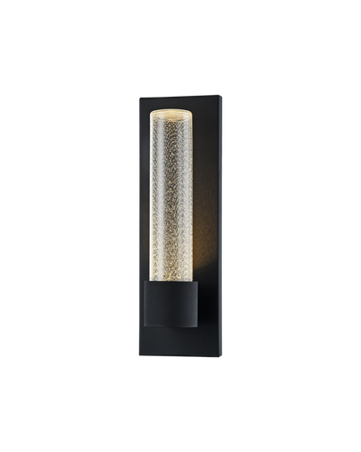 LED Black Frame with Cylindrical Bubble Glass Shade Wall Sconce