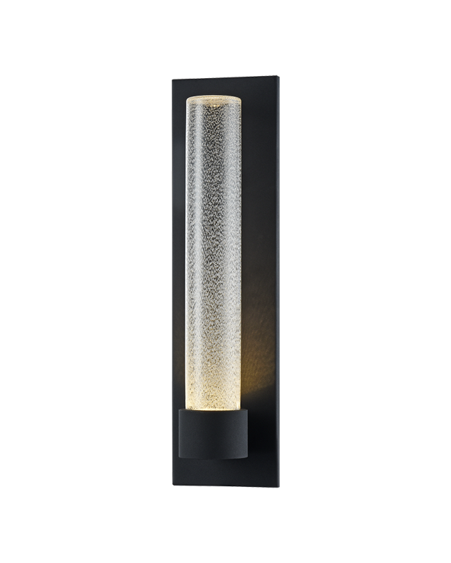 LED Black Frame with Cylindrical Bubble Glass Shade Wall Sconce