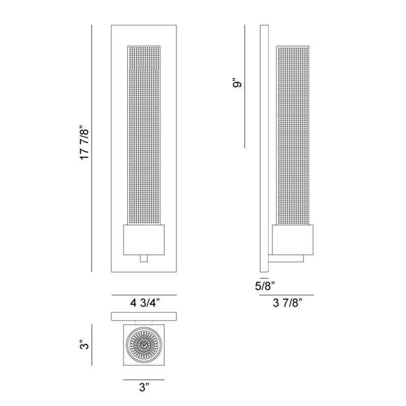 LED Black Frame with Cylindrical Bubble Glass Shade Wall Sconce