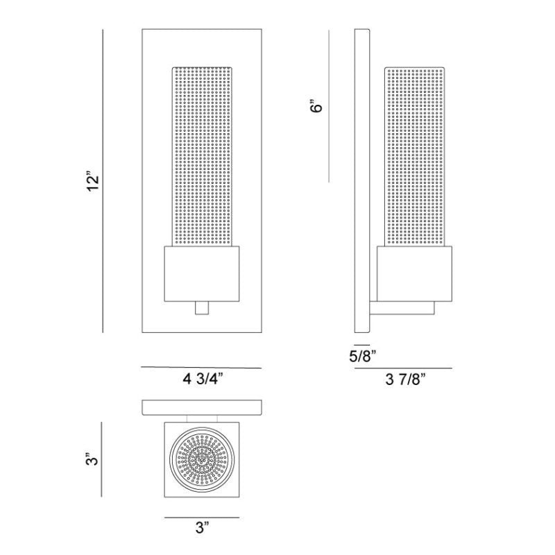 LED Black Frame with Cylindrical Bubble Glass Shade Wall Sconce