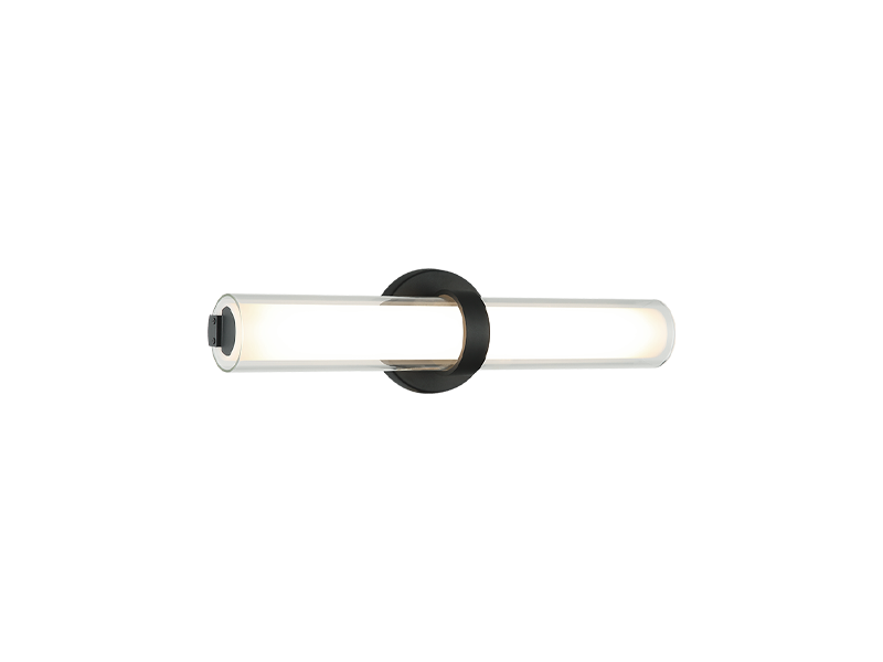 LED Steel Frame with Clear and White Cylindrical Glass Shade Vanity Light